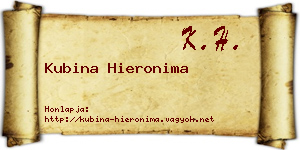 Kubina Hieronima névjegykártya